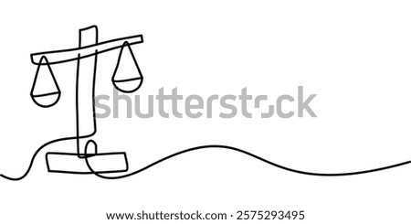 continuous line drawing of balance scale symbol left. abstract line art illustration