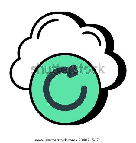 A flat design icon of cloud reload