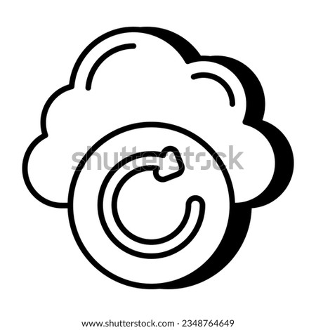 A flat design icon of cloud reload