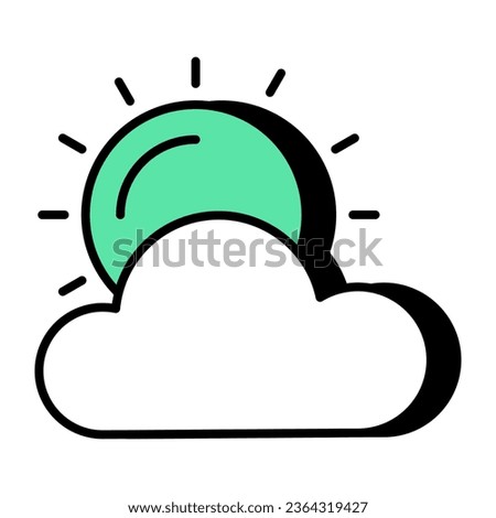 A unique design icon of partly cloudy day 