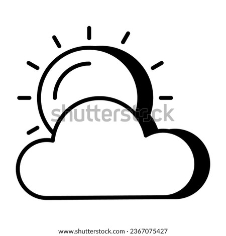 A unique design icon of partly cloudy day 