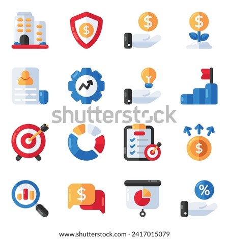 Set of Business and Data Flat Icons

