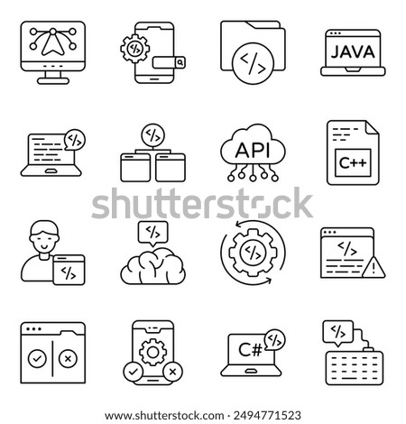 Set of Graphic Designing Linear Icons

