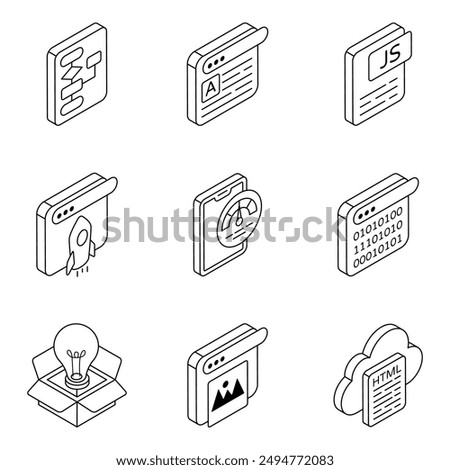 Set of Designing Equipment Linear Icons

