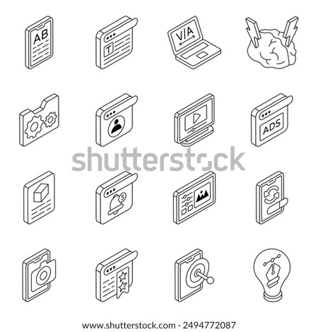 Set of Graphic Designing Linear  Icons

