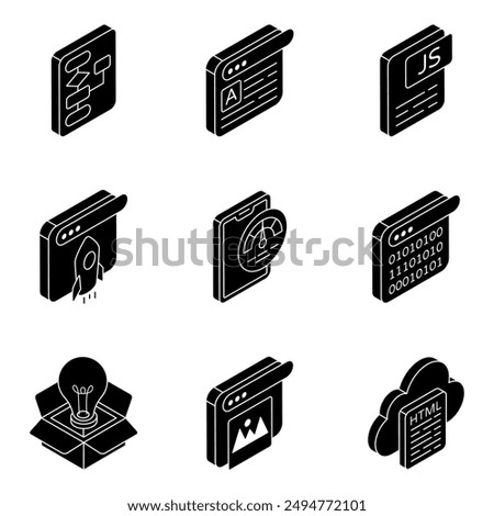 Set of Designing Equipment Solid Icons

