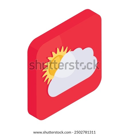 A unique design icon of partly cloudy day 