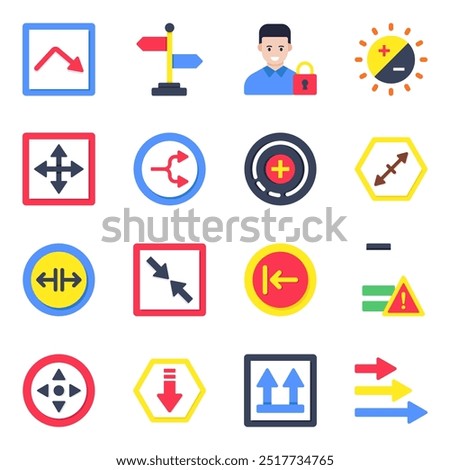 Set of Pointing Arrows Flat Icons

