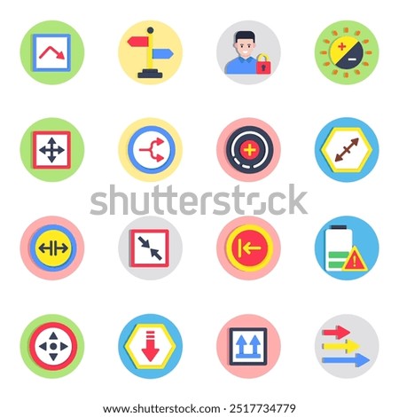 Set of Pointing Arrows Flat Icons

