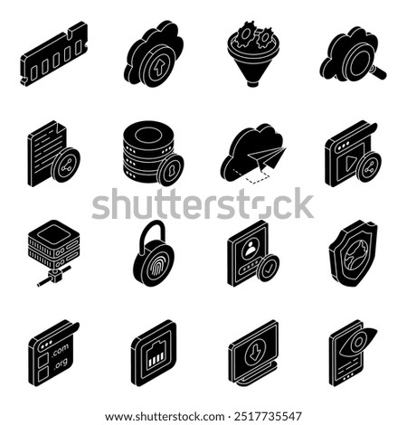 Pack of Network and Technology Flat icon 

