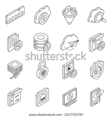 Pack of Network and Technology Flat icon 

