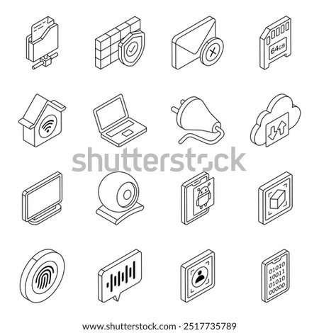 Pack of Device Flat Icon 

