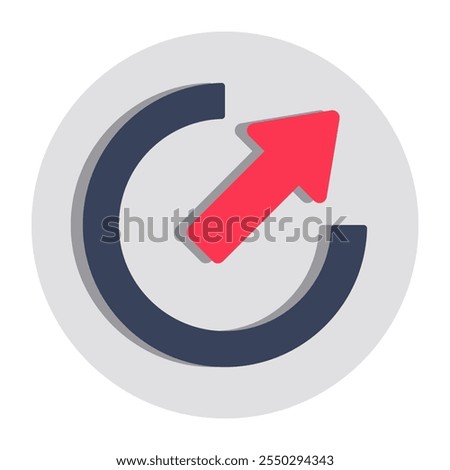 A flat design icon of upward right corner arrow