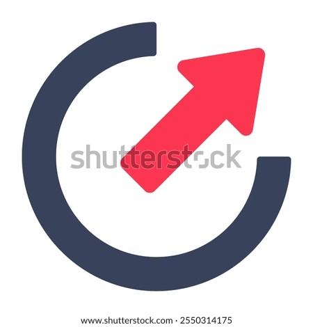 A flat design icon of upward right corner arrow