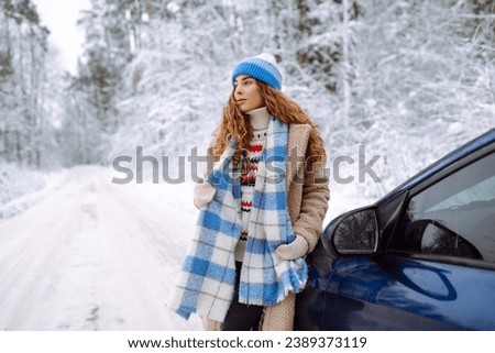 Similar – Image, Stock Photo Young woman standing near sea