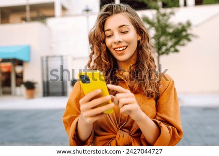 Similar – Image, Stock Photo Stylish traveling woman with backpack resting near sea