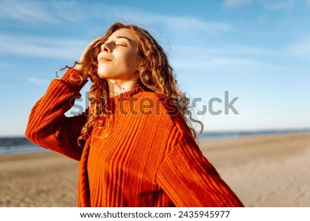 Similar – Image, Stock Photo Woman portrait outdoors with green shirt in summer