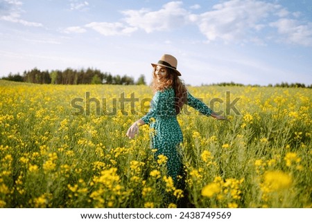 Image, Stock Photo Woman in green field woman