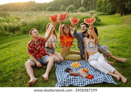 Similar – Image, Stock Photo Woman eating watermelon