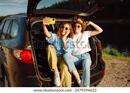 Similar – Image, Stock Photo car on the road, speed limit, mode of transport