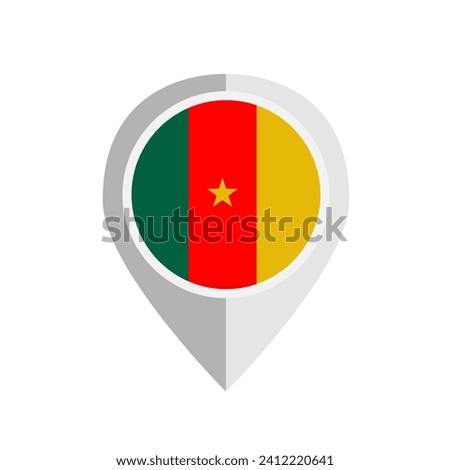 Flat design Cameroon flag map pin icon.