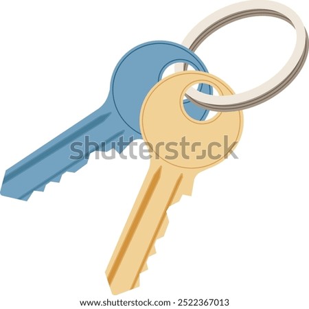 Key House with Key Ring Illustration Isolated on White Background