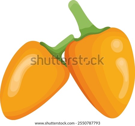 Mini Orange Chili Pepper Vegetable Illustration Isolated on White Background