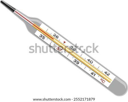 Mercury in Glass Thermometer Illustration Isolated on White Background