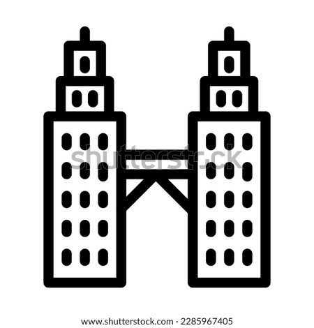 Petronas Twin Tower Vector Line Icon Design