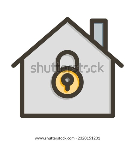 House Lock Thick Line Filled Colors For Personal And Commercial Use.
