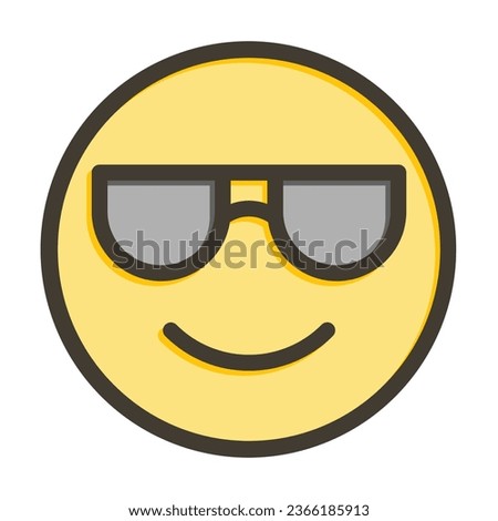 Smiling Face With Sunglasses Vector Thick Line Filled Colors Icon For Personal And Commercial Use.
