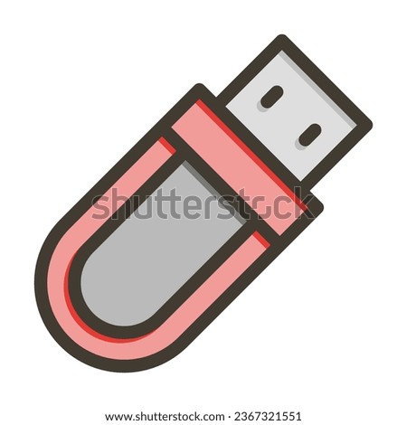 Usb Drive Vector Thick Line Filled Colors Icon For Personal And Commercial Use.

