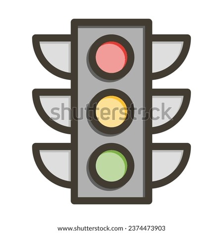 Traffic Light Vector Thick Line Filled Colors Icon For Personal And Commercial Use.
