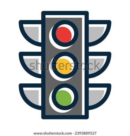 Traffic Light Vector Thick Line Filled Dark Colors Icons For Personal And Commercial Use.

