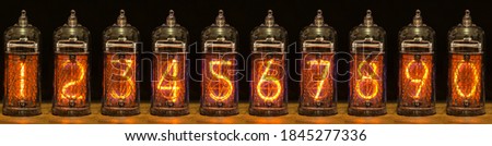 collection of arabic numerals, from zero to nine, at Nixie tube Foto stock © 