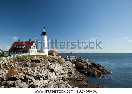 Portland Head Light Lighthouse in Maine, New England, USA, Portland Head Light Leuchtturm in Maine, Neu England, USA