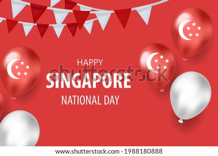 Singapore national day holiday card, template for your design. Independence Day. Vector illustration.
