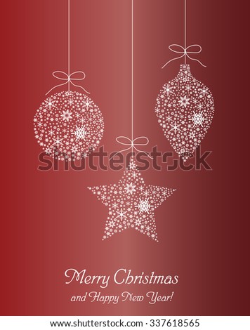 Postcard Merry Christmas And Happy New Year Stock Vector Illustration 337618565 : Shutterstock