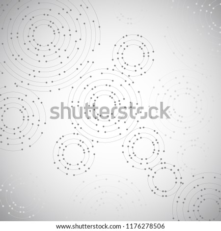 Geometric pattern with connected lines and dots on gray background.