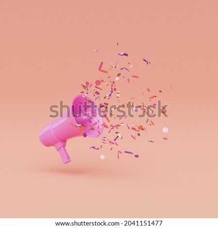 Image, Stock Photo Confetti comes out of a glass of wine against blue background.