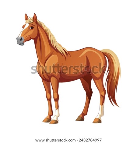 Flaxen Chestnut Horse Illustration on White Background