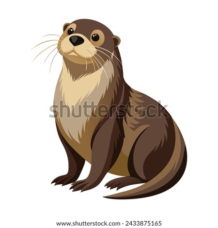 Sea Otter side view illustration on White Background