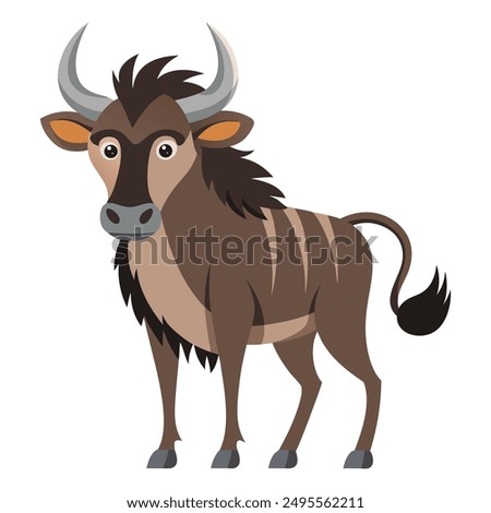 Wildebeest cartoon isolated on white