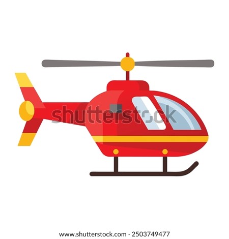 Illustration of Red Helicopter In Flat Style 