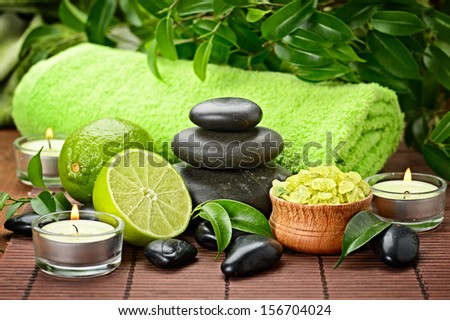 spa composition with lime and toning sea crystals