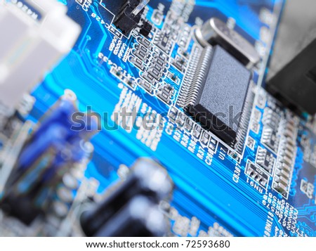 close-up of electronic circuit board with processor