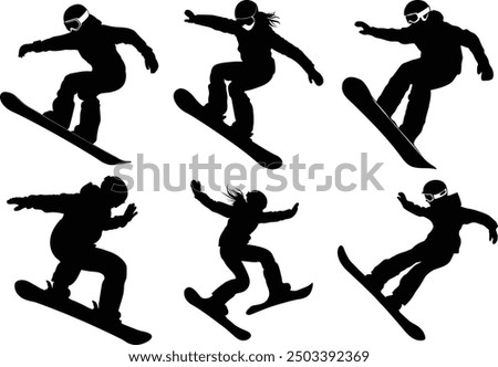 Snowboarding Silhouette, Snowboarder Vector clipart.