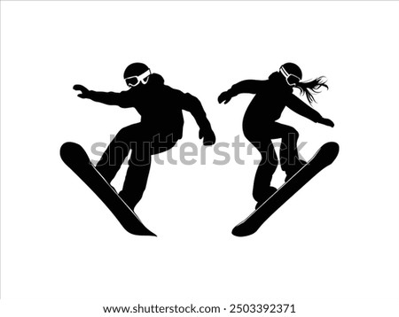 Snowboarding Silhouette, Snowboarder Vector clipart.