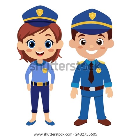 This is a police career vector consisting of male police and female police. Used to decorate or present various events.