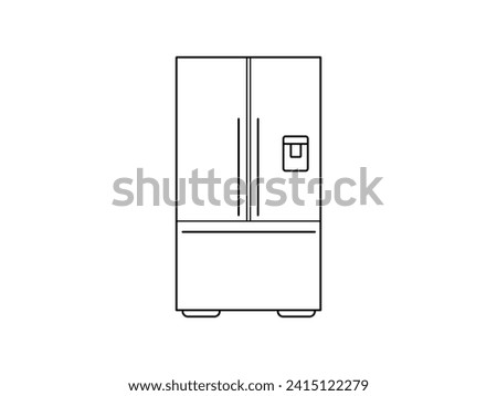 Double door fridge outline icon vector. Double door fridge outline isolated white background. Vector Illustration